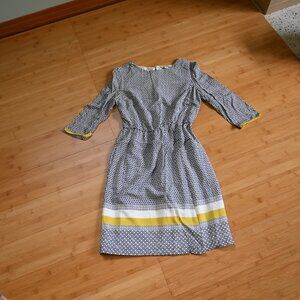 EUC Boden Lightweight 3/4 Sleeve Lined Geometric Modern Dress
